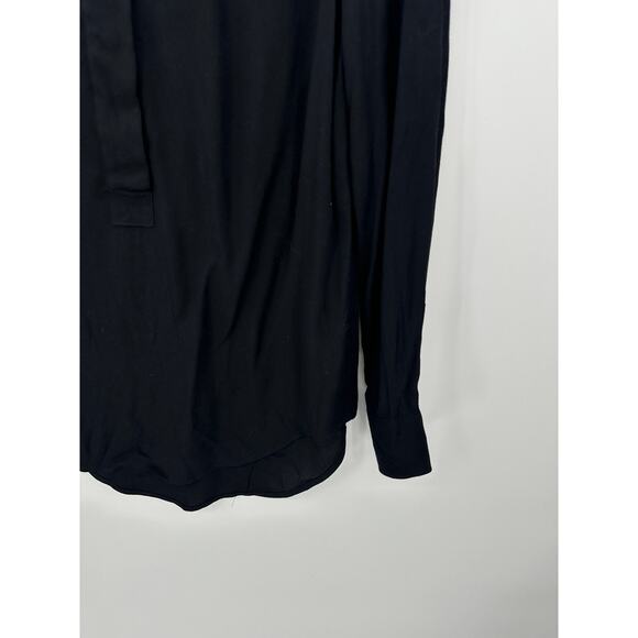 J.Crew Factory Top Women SMALL Black Long Sleeve Button Cuff Viscose Blouse - Picture 3 of 8